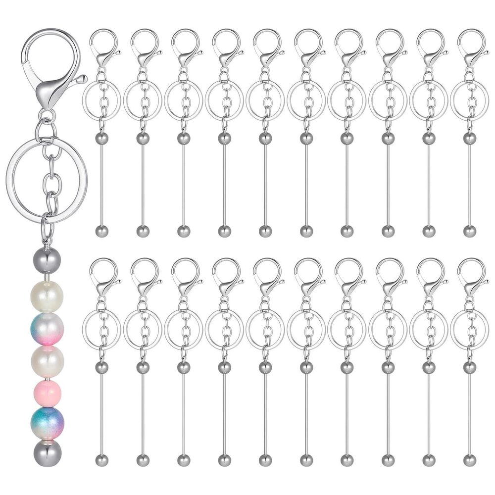 9432 20 Pcs Beadable Keychain Bars,Blank DIY Keychains for Beads,Keychain